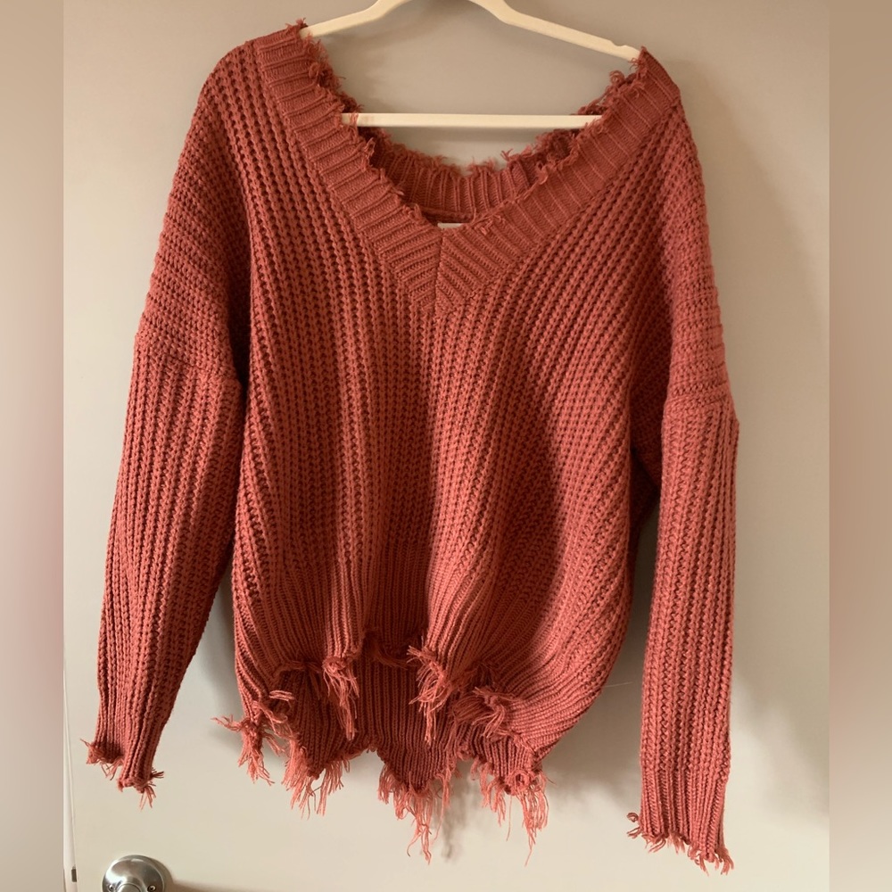 Womens boutique distressed sweater